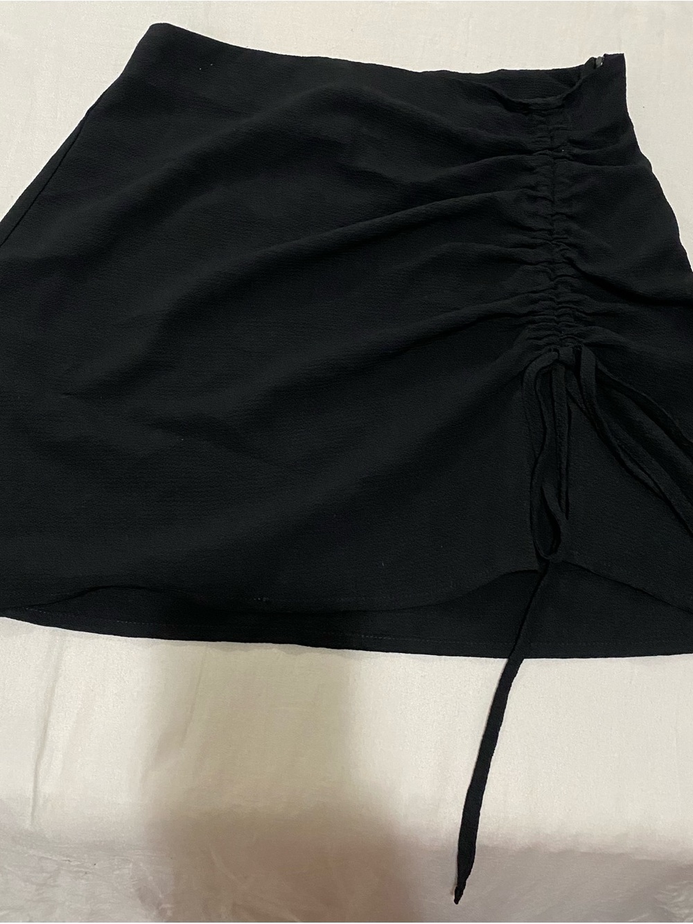 ONLY Black Textured Mini Skirt with Side Tie